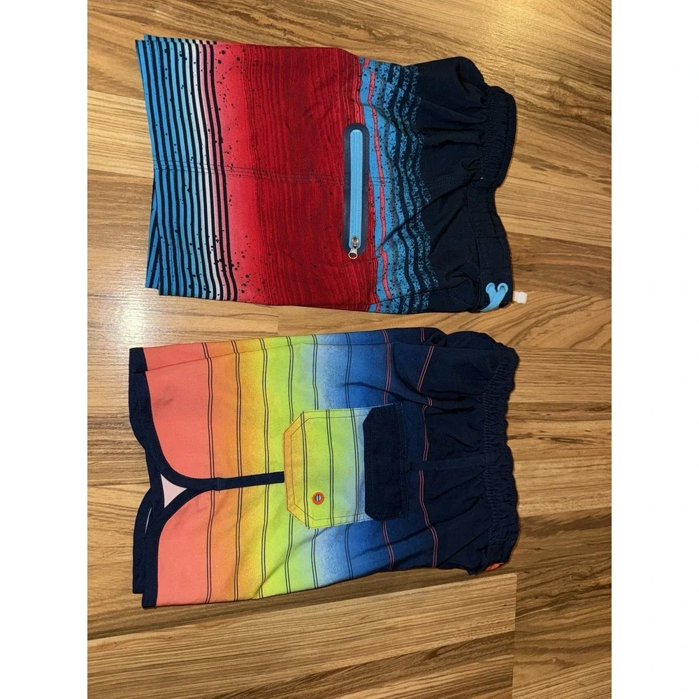 Joe Boxer Wonder Nation Boys Swim Trunks Y2K Sz 6/7 6‎ 7 Lot EUC Board Shorts